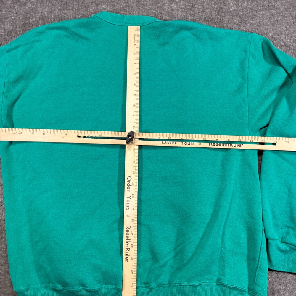 Jerzees Cardigan Sweatshirt Mens OSFM Green Vintage USA Made V-Neck Pocket - Picture 4 of 7